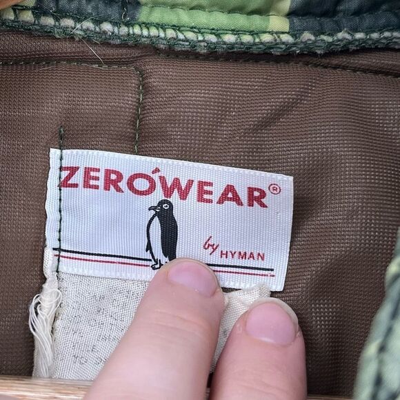 Vintage 80s Camo Vest Zerowear by Hyman Quilted Green Zip Insulated Mens Large - Picture 6 of 8